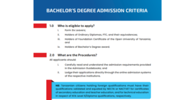 TCU Bachelor's Degree Admission Criteria 2026/2027